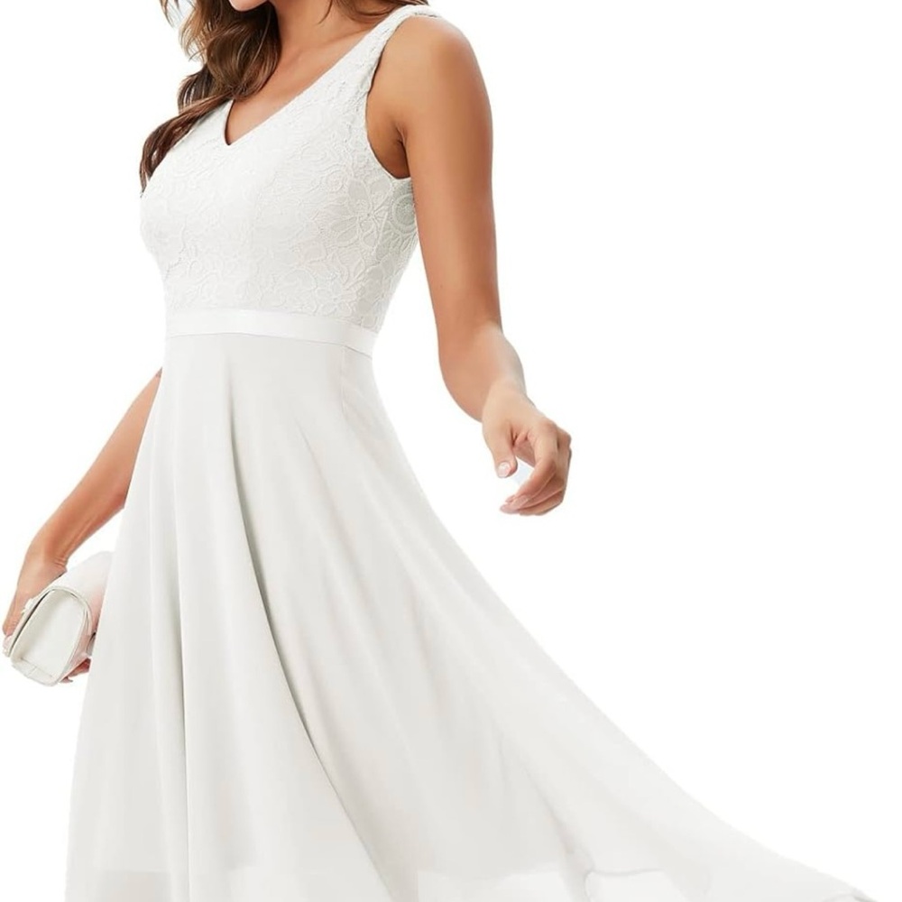 Elegant White Lace Sleeveless Dress